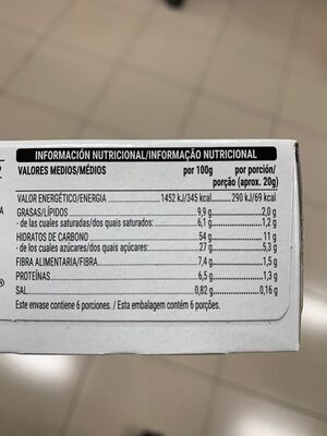 Barritas de trigo y arroz integral con chocolate con leche Hacendado ingredientes