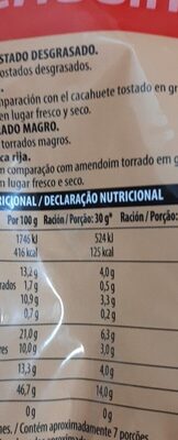Cacahuete en polvo desgrasado Hacendado ingredientes