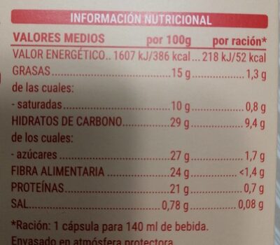 Café con leche descafeinado Hacendado ingredientes