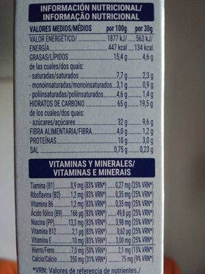 Cereales rellenos de leche Hacendado ingredientes