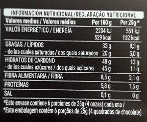 Chocolate negro Hacendado ingredientes