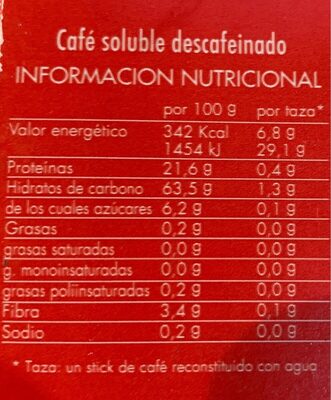 Clásico descafeinado Hacendado ingredientes