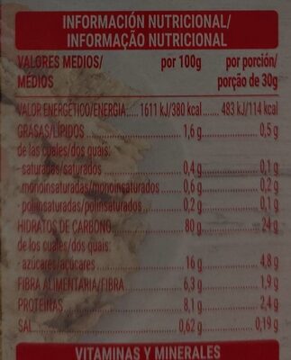 Copos de trigo integral frutos rojos Hacendado ingredientes