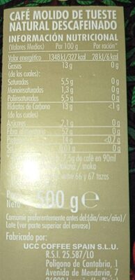 Descafeinado Natural Hacendado ingredientes