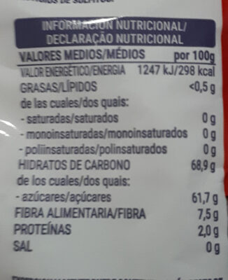 Dátiles desecados sin hueso Hacendado ingredientes