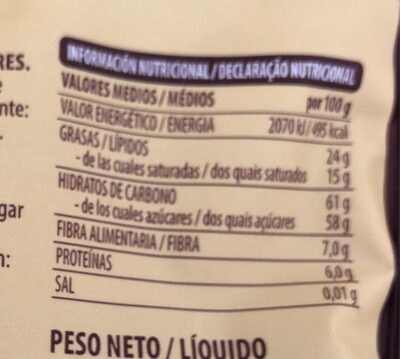 Fideos granulados de chocolate Hacendado ingredientes