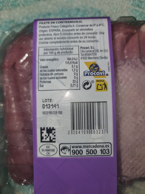 Filete de contramuslo de pavo Hacendado ingredientes