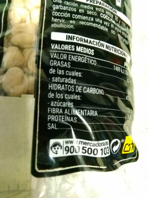 Garbanzo lechoso Hacendado ingredientes