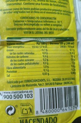 Granizado Hacendado ingredientes