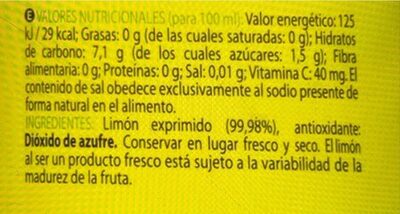 Limón bote Hacendado ingredientes