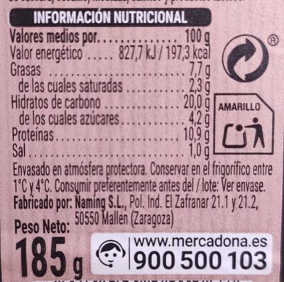 Pan de tomate Hacendado ingredientes