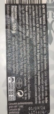 Paté pimienta Hacendado ingredientes