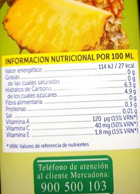 Piña Hacendado ingredientes