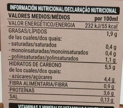 Soja con chocolate Hacendado ingredientes