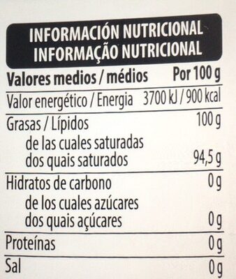 Aceite de coco virgen Hacendado ingredientes