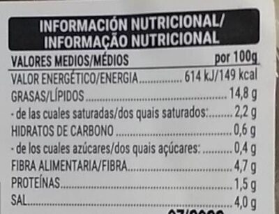 Aceitunas negrinha douro Hacendado ingredientes