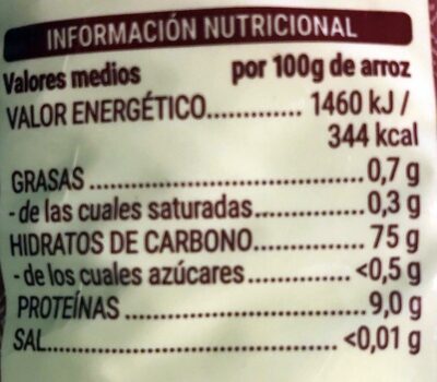 Arroz aromático jazmín Hacendado ingredientes