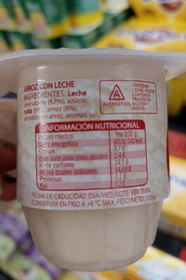 Arroz con leche Hacendado ingredientes