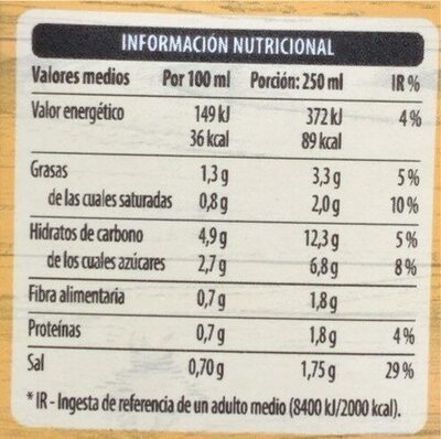 Crema de verduras Hacendado ingredientes