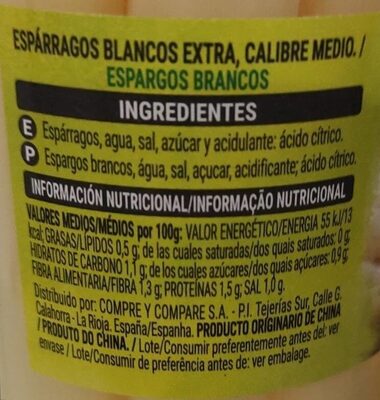 Esparragos Hacendado ingredientes