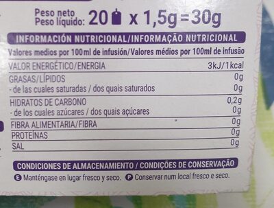 Figura infusion de plantas aromatizada complemento alimenticio Hacendado ingredientes