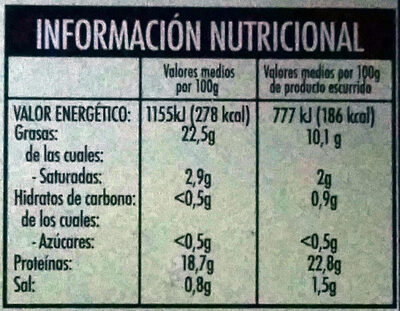 Filetes de caballa del sur en aceite de girasol Hacendado ingredientes