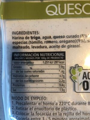 Focaccia Hacendado ingredientes