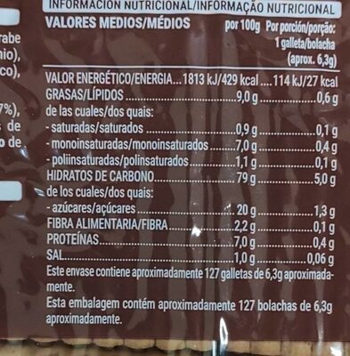 Galletas tostadas Hacendado ingredientes