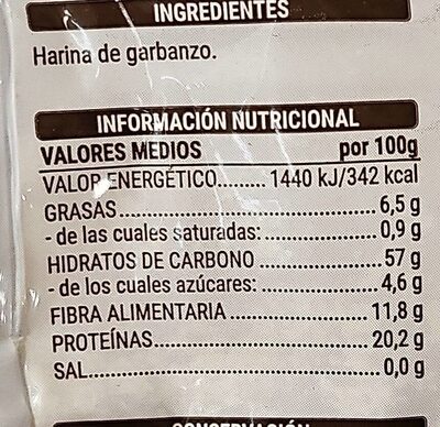 Harina de garbanzos Hacendado ingredientes