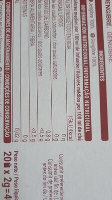 Infusio jenjibre Hacendado ingredientes