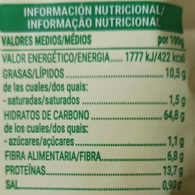 Maíz legumbres Hacendado ingredientes