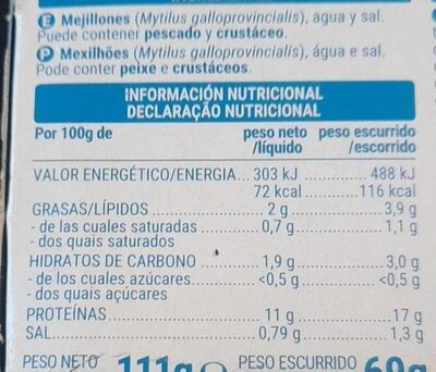 Mejillones al natural Hacendado ingredientes