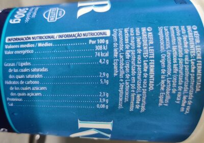 Natural kéfir Hacendado ingredientes