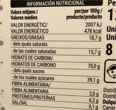 Neules grans Hacendado ingredientes