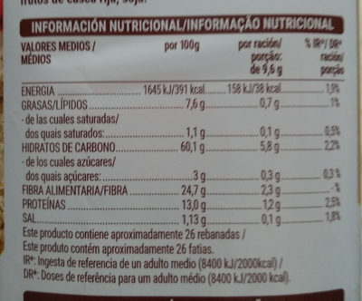 Pan fibra y sésamo Hacendado ingredientes