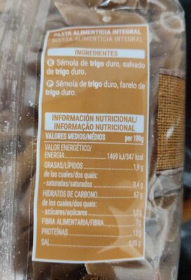 Penne rigate integral Hacendado ingredientes