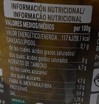 Pepinillos agridulces Hacendado ingredientes