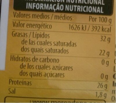 Queso cheddar mercadona en lonchas Hacendado ingredientes