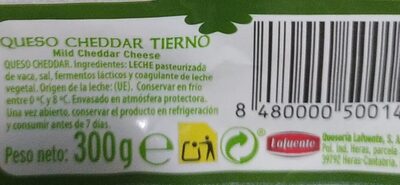 Queso cheddar tierno Hacendado ingredientes