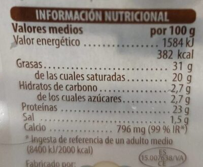 Queso en cuñas tierno Hacendado ingredientes