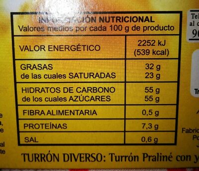 Turrón de crema catalana Hacendado ingredientes