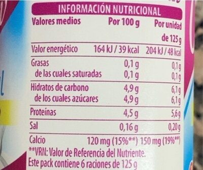 Yogur natural edulcorado 0% Hacendado ingredientes