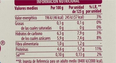 Yogurt 0%con fruta Hacendado ingredientes