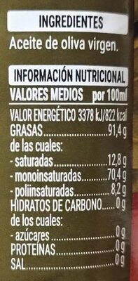 Aceite de oliva virgen Hacendado ingredientes