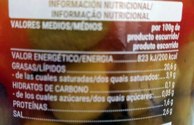 Aceitunas con hueso aliñadas estilo caseras Hacendado ingredientes