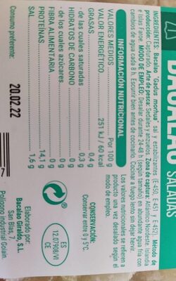 Bacalao migas saladas Hacendado ingredientes