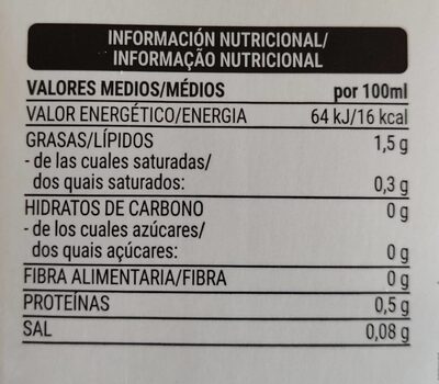 Bebida de almendras zero sin edulcorante Hacendado ingredientes