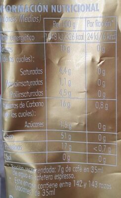 Cafe en grano (4) Hacendado ingredientes