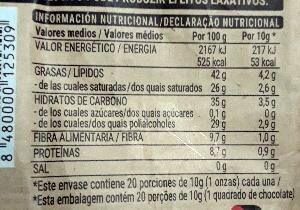 Choco fundir 0% azúcares añadidos 70% cacao Hacendado ingredientes