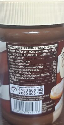 Crema cacao Hacendado ingredientes